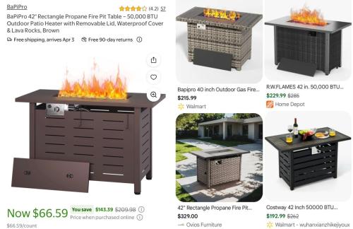 Outdoor Fire Pit Table for $66