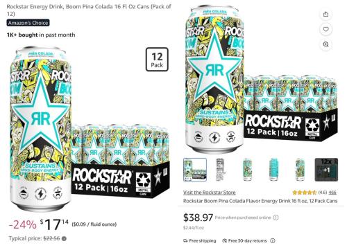 12-Pack Rockstar Energy Drinks for $17 deal at Walmart