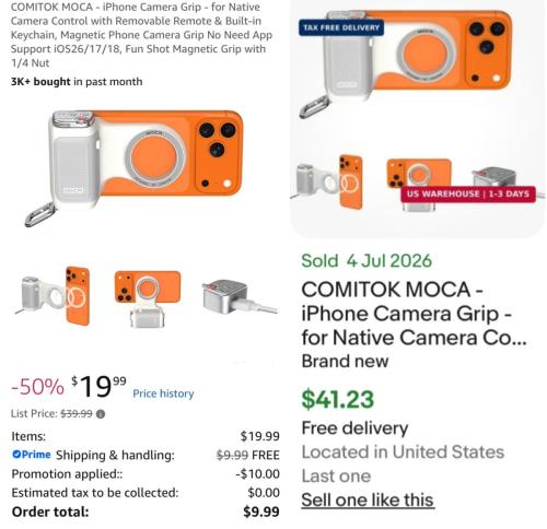 Comitok Moca iPhone Camera Grip for $10