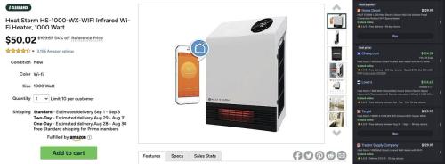 Heat Storm WiFi Wall Heater for $50