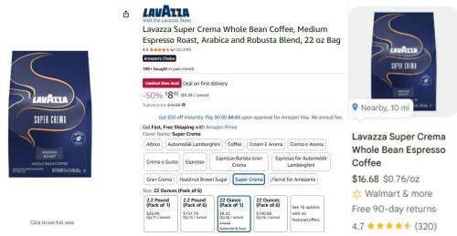 $8 Lavazza Super Crema Coffee on Amazon deal at Amazon