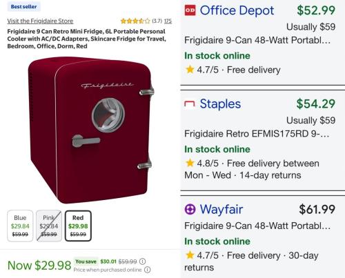 Frigidaire Mini Fridge Now $29 at Walmart deal at Walmart