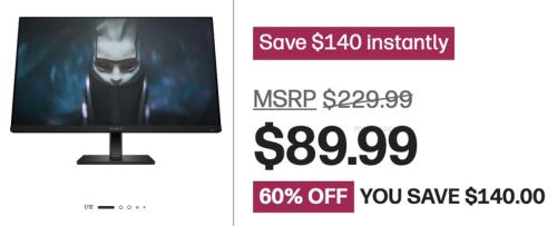 OMEN 24" 165Hz Gaming Monitor $140 Off deal at HP