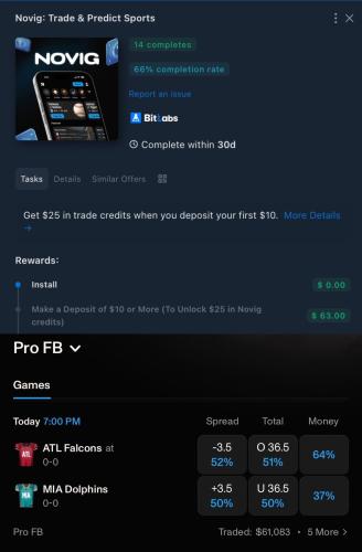 Novig Signup: Turn $10 into $98 deal at Novig