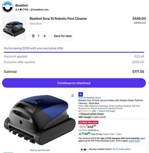 Beatbot Robotic Pool Cleaner Drops to $171