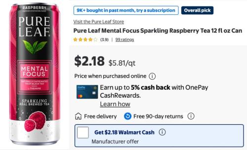 Free Pure Leaf Tea at Walmart deal at Walmart