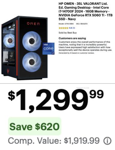 HP OMEN Valorant Desktop $620 Off at Best Buy deal at Best Buy