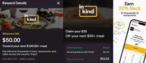 inKind: $50 Off $100+ Group Dinner Tab deal at inKind