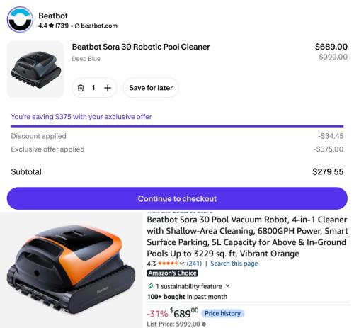 Beatbot Sora 30 Pool Cleaner for $279