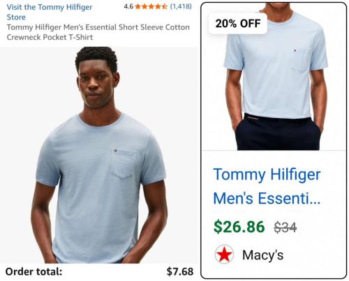 80% Off Tommy Hilfiger T-Shirts - $7 on Amazon deal at Amazon