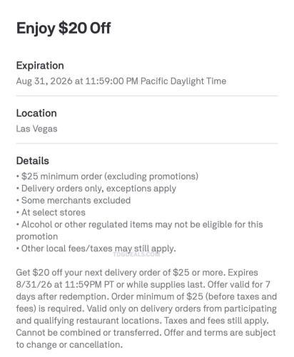 Postmates $20 Off $25 - Pay as Little as $5 deal at Postmates