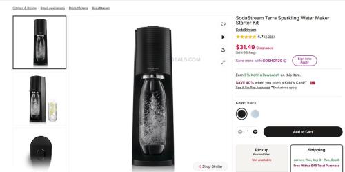 SodaStream Terra Starter Kit for $31.49 deal at Kohl's
