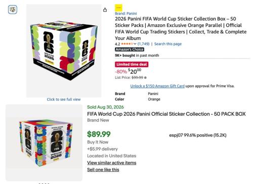 Panini FIFA World Cup Sticker Box Drops to $20 deal at Amazon