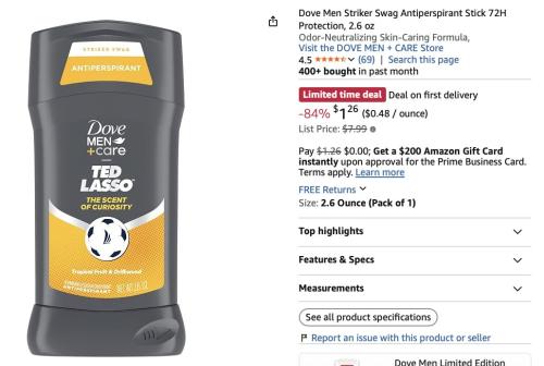 Dove Men Deodorant Only $1.26 on Amazon deal at Amazon