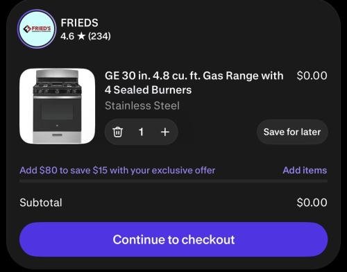 GE Gas Range FREE - $729 Value