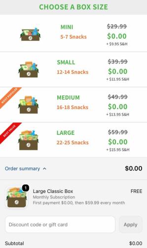 Free $60 UrthBox Snack Box - Just Pay Shipping deal at Urthbox