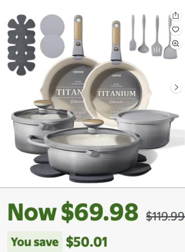 Carote 20-Piece Cookware Set at $69.98 deal at Walmart