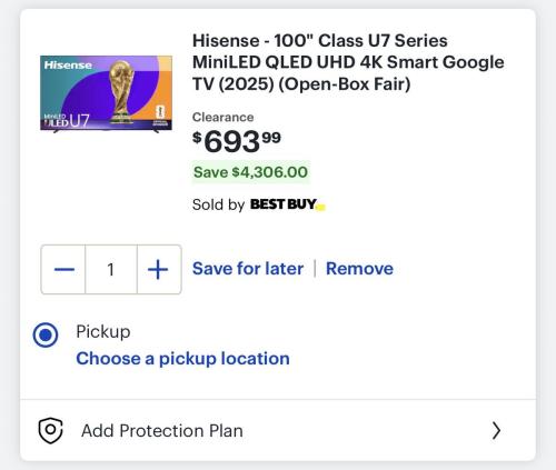 100” Hisense U7 TV for $693 at Best Buy deal at Best Buy