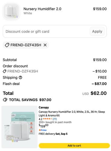 Canopy Humidifier for $62 on Amazon deal at Amazon