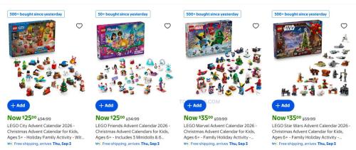 LEGO Advent Calendars from $25 at Walmart deal at Walmart