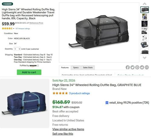 High Sierra Duffle Bag Now $60 at Woot deal at Woot