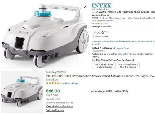 Intex Pool Vacuum Cleaner Now $21 at Amazon deal at Amazon