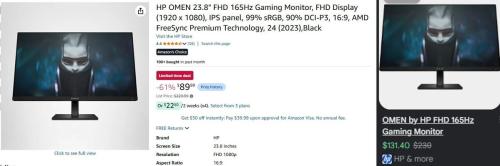 OMEN Gaming Monitor at Lowest Price deal at Amazon
