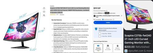 Sceptre Gaming Monitor Only $117 at Walmart deal at Walmart