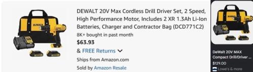 DeWalt Driver Set for Just $63 deal at Amazon