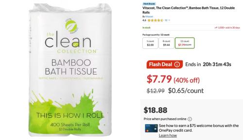 12-Pack Bamboo Bath Tissue for $7.79 deal at iHerb