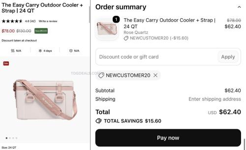 Stanley 24 QT Cooler + Strap for $62
