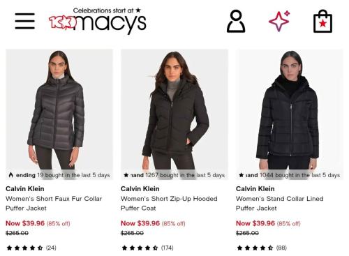 85% Off Calvin Klein Coats at Macy's deal at Macy's