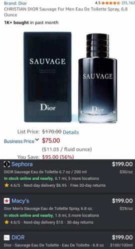 Dior Sauvage for $75 at Amazon deal at Amazon