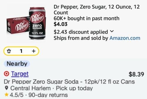 Dr Pepper Zero Sugar 12-Pack for $4 deal at Amazon