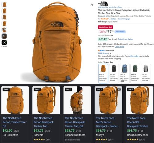 North Face Laptop Bag Now $77 deal at Amazon