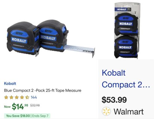 2-Pack Kobalt Tape Measure Now $14 deal at Lowe's