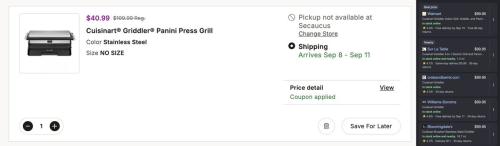 Cuisinart Griddler Panini Press for $40