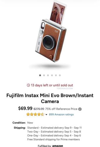 Fujifilm Instax Mini Evo Camera $69.99