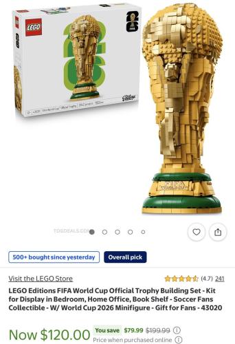 LEGO FIFA World Cup Trophy Set $120 (Was $200) deal at Walmart