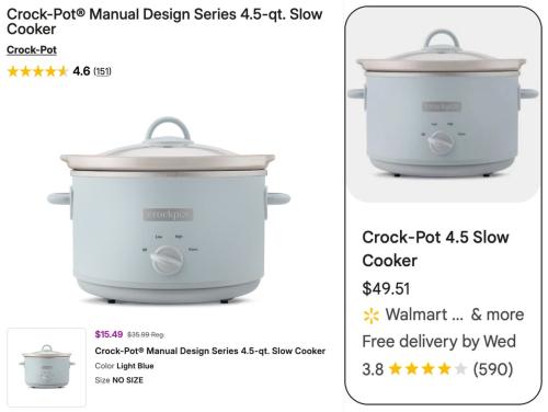 Crock-Pot 4.5qt Slow Cooker Drops to $15