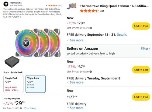 3-Pack Thermaltake Ring Quads for $30 deal at Amazon