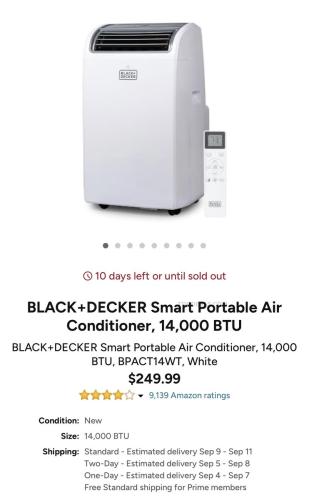 BLACK+DECKER 14K BTU Portable AC for $250