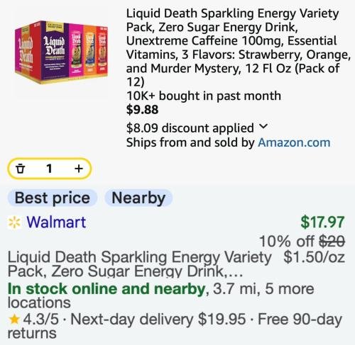 Liquid Death Energy 12-Pack for $9.88 deal at Amazon