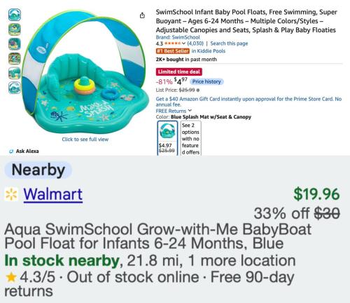 SwimSchool Baby Pool Float for $4.97 deal at Amazon