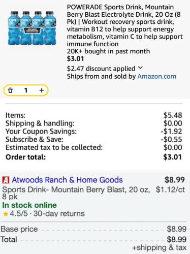 8-Pack Powerade for $3 on Amazon deal at Amazon