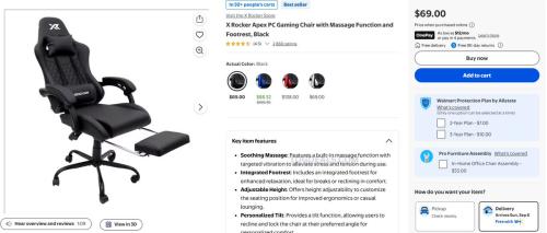 X Rocker Apex Gaming Chair Half Off at $69 deal at Walmart