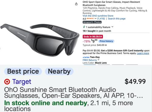 OHO Sport Smart Glasses 80% Off at $9.99 deal at Amazon