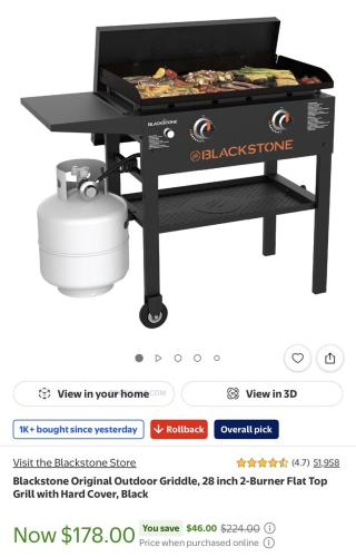 Blackstone 28” 2-Burner Griddle for $178 deal at Walmart