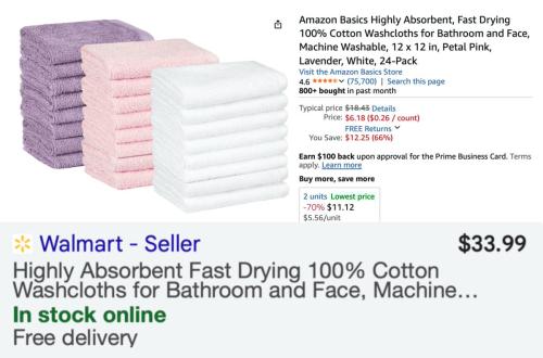 24 Amazon Basics Washcloths for Just $6 deal at Amazon