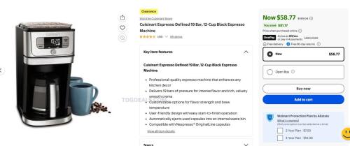 Cuisinart Espresso Machine $59 (55% Off) deal at Walmart